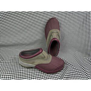 L.L. Bean Duck Shoes Women’s 9.5 Purple Grey Clog Slip-On Waterproof Rain Shoes